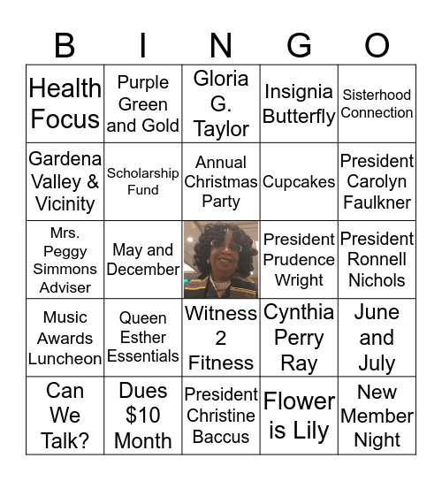 Sisterhood Bingo Card