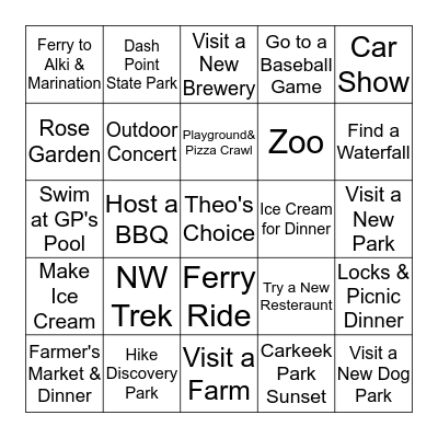 Babbitt Summer Fun Bingo Card