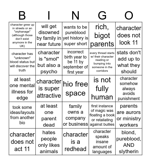 average hio bio Bingo Card