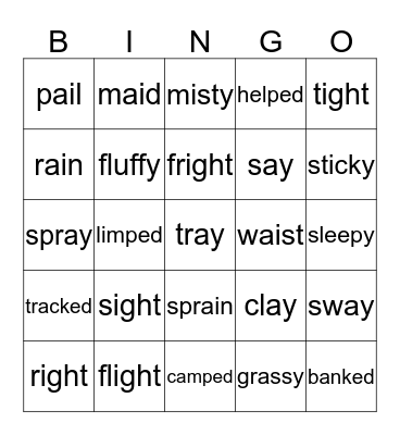 ai, ight,  Bingo Card