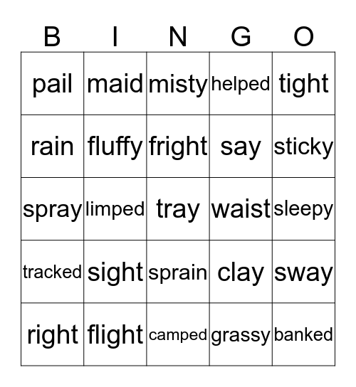 ai, ight,  Bingo Card