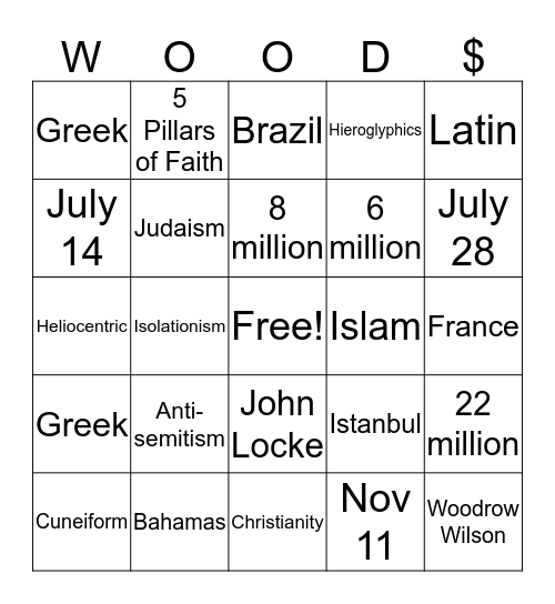 BINGO Card