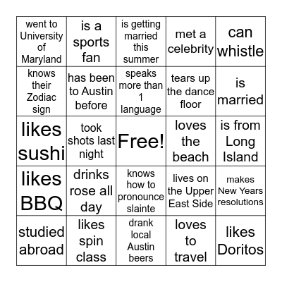 Find someone who... Bingo Card