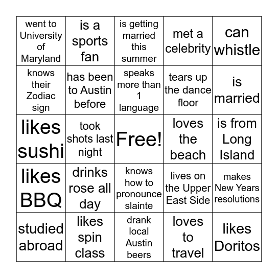 Find someone who... Bingo Card