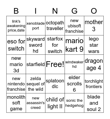 e3 bingo Card