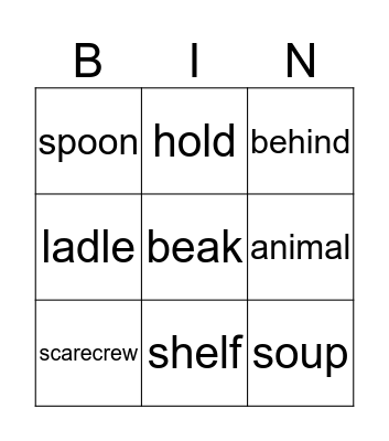 Little red hen makes soup Bingo Card