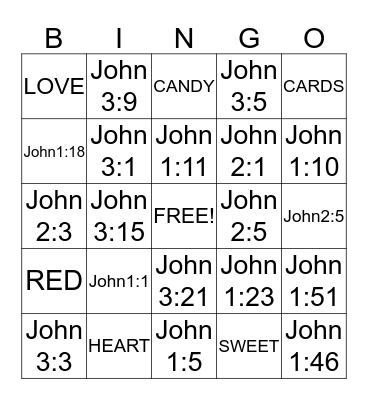 Valentines/Bible Bingo Card