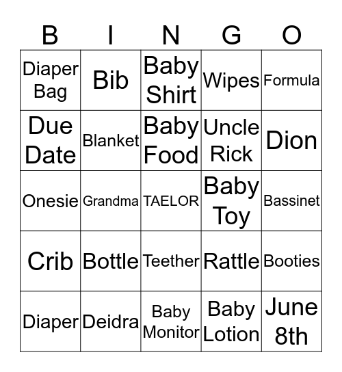 BABY SHOWER Bingo Card