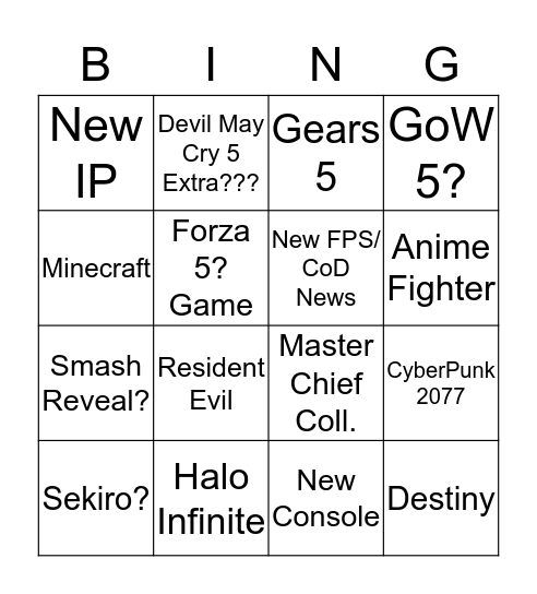 E3 - Microsoft Bingo Card