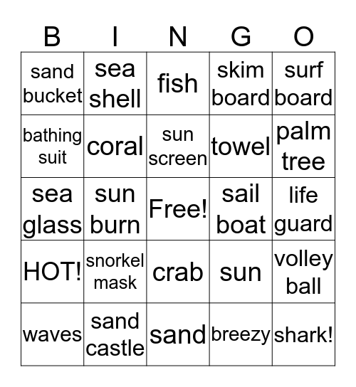 Beach - Smith Bingo Card