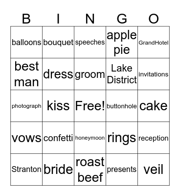 Golden Wedding Bingo Card