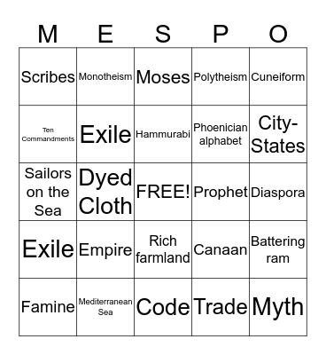 MESPO Bingo Card