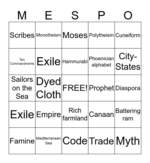 MESPO Bingo Card