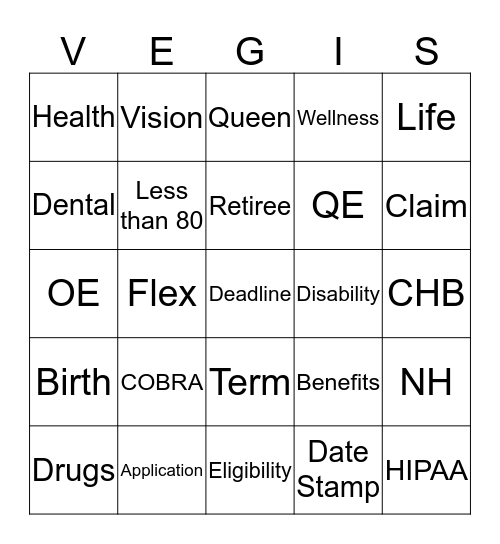 VegiS Bingo Card