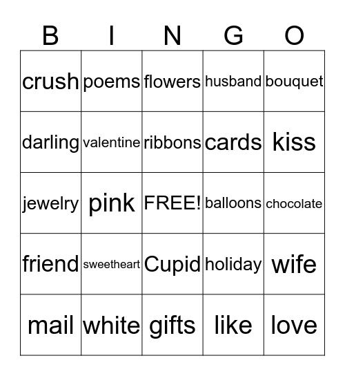 Valentine's Day Bingo Card