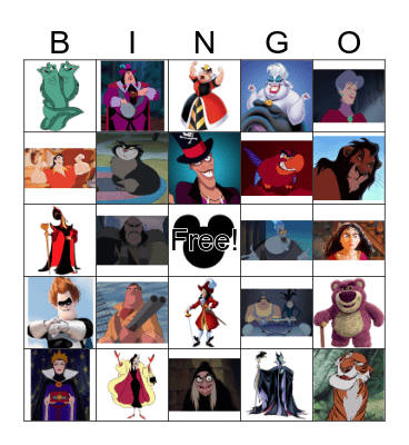 Disney Villain Bingo  Bingo Card