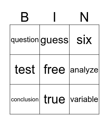 Scientific Method Bingo Card