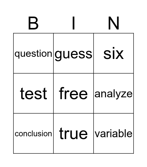 Scientific Method Bingo Card