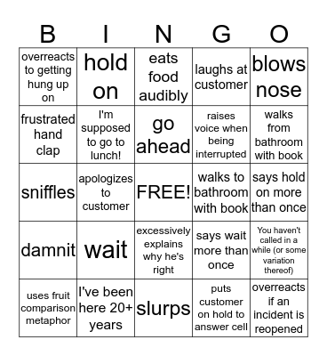 Tech Support Bingo Card
