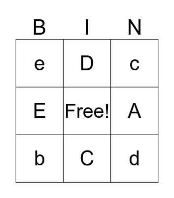 ABC Bingo Card