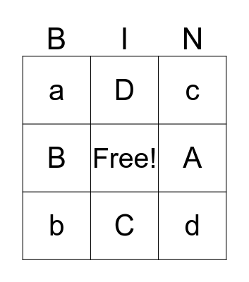 ABC Bingo Card