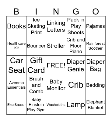 Stephanie's Baby Shower Bingo Card