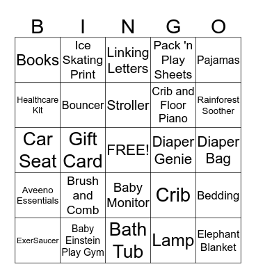 Stephanie's Baby Shower Bingo Card