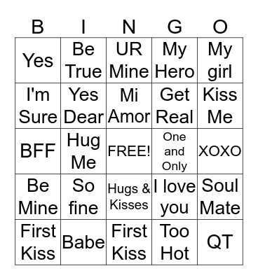 Conversation Heart Bingo Card