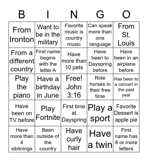 Bingo Card