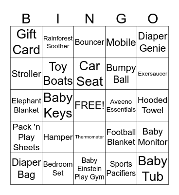 Stephanie's Baby Shower Bingo Card