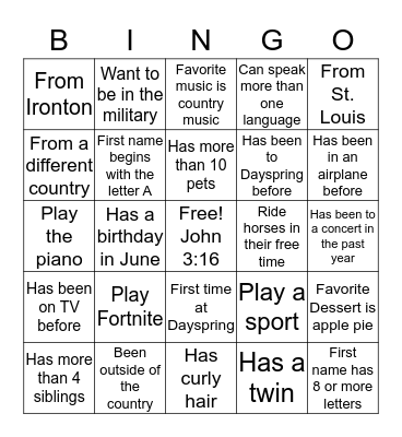 Bingo Card