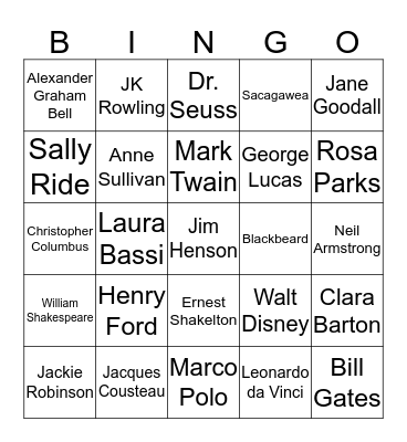 Wax Museum Bingo Card