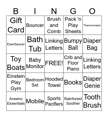 Stephanie's Baby Shower Bingo Card
