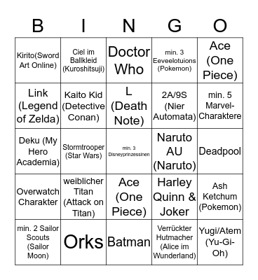 Dokomi Bingo Card