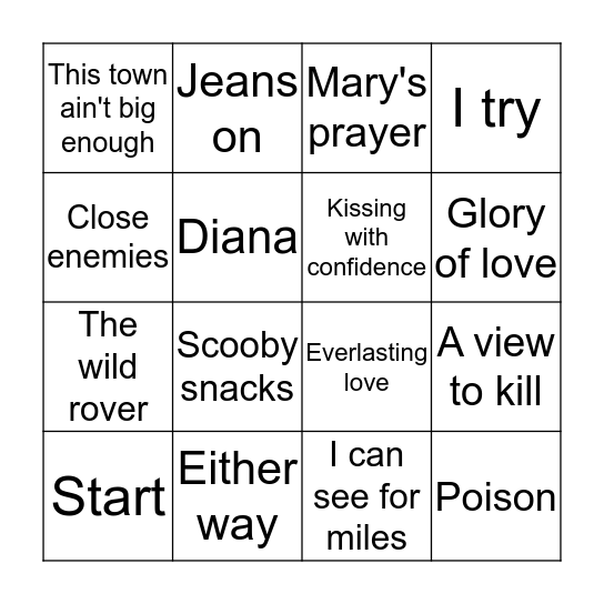 GARY'S MUSIC BINGO Card