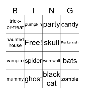 Halloween BINGO Card
