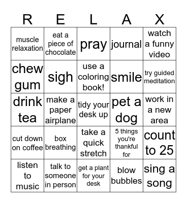 Community Health Bingo Card