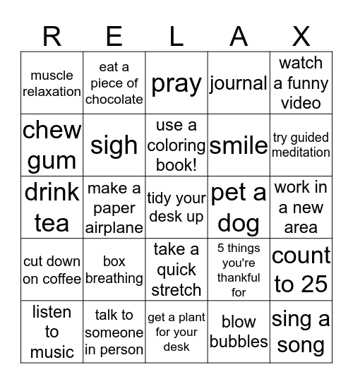 Community Health Bingo Card