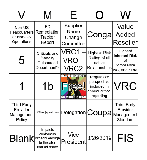 Wild Card Bingo Card