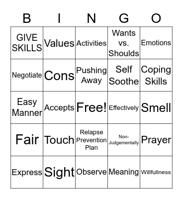 DBT BINGO Card