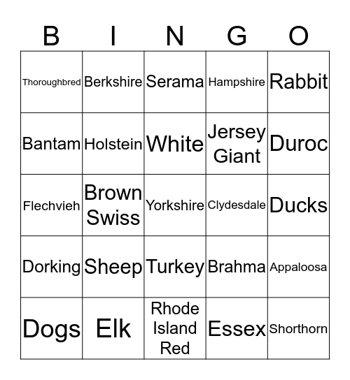 Farm Bureau Bingo Card