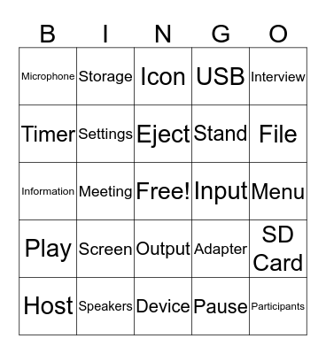 Zoom Bingo Card