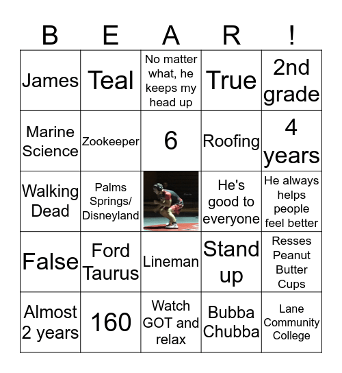 Barrett Bingo Card