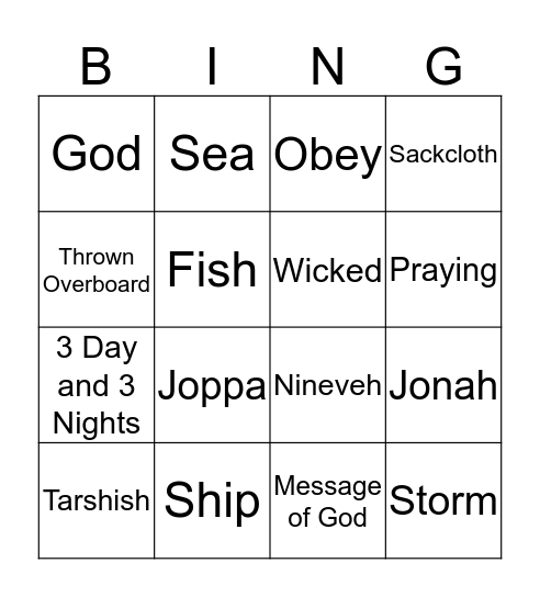 The Challenge to Obey Bingo Card