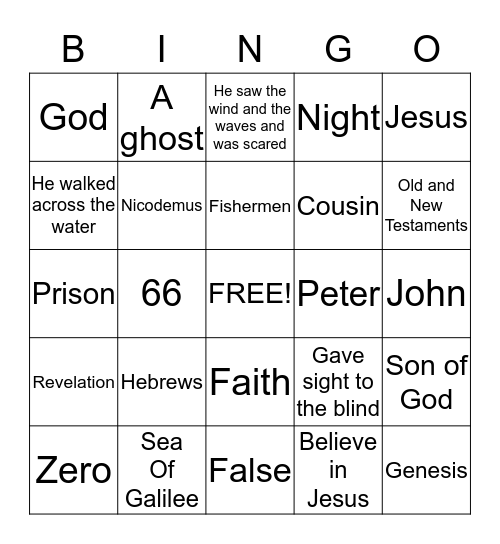 Bible stories Bingo Card