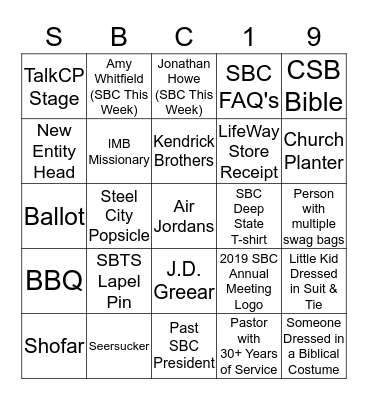 #SBC19 Bingo Card