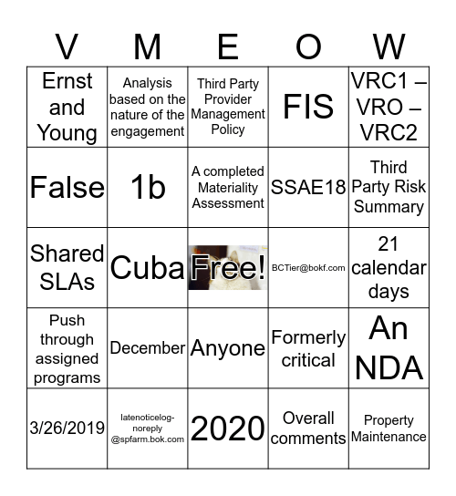 Wild Card Bingo Card