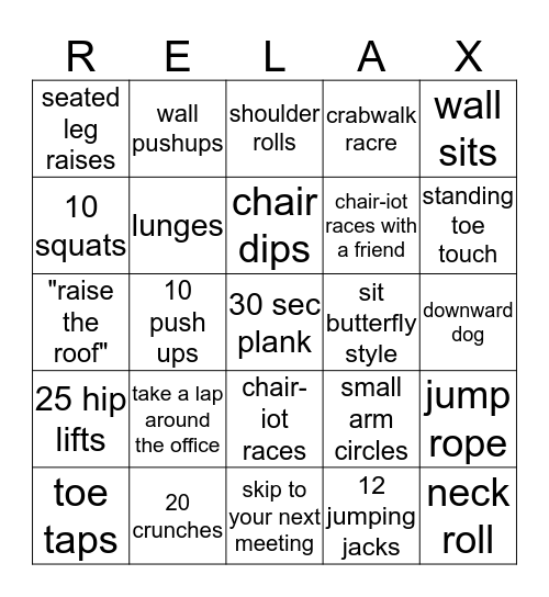 Community Health Bingo Card