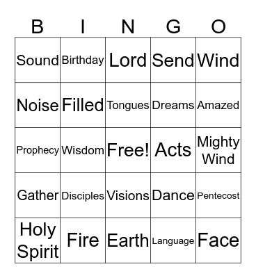 Pentecost! Bingo Card