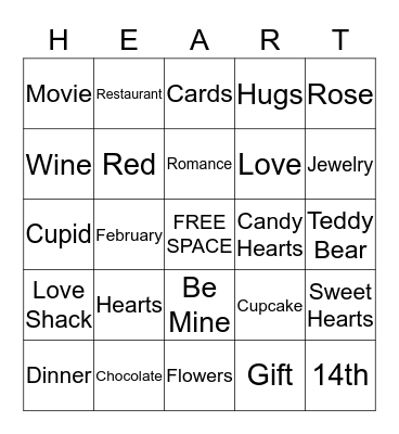 Valentine's Day Bingo Card